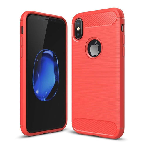 AussieSuperStore Homeware Supplies iPhone X Carbon Fibre Full Protection Cover Shock Absorbing Back Case Red iPhone X Carbon Fibre Protection Cover Shock Absorbing Back Case Red MOBIPX6010R